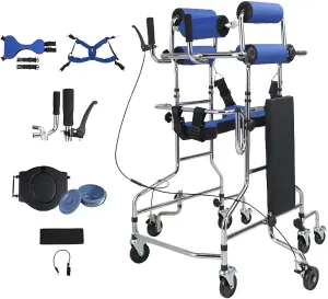8-Wheel Adult Walker for Seniors & Stroke Recovery | Heavy-Duty Anti-Tilt Rollator with Adjustable Height, Foldable Mobility Aid for Indoor/Outdoor Rehabilitation,Basic