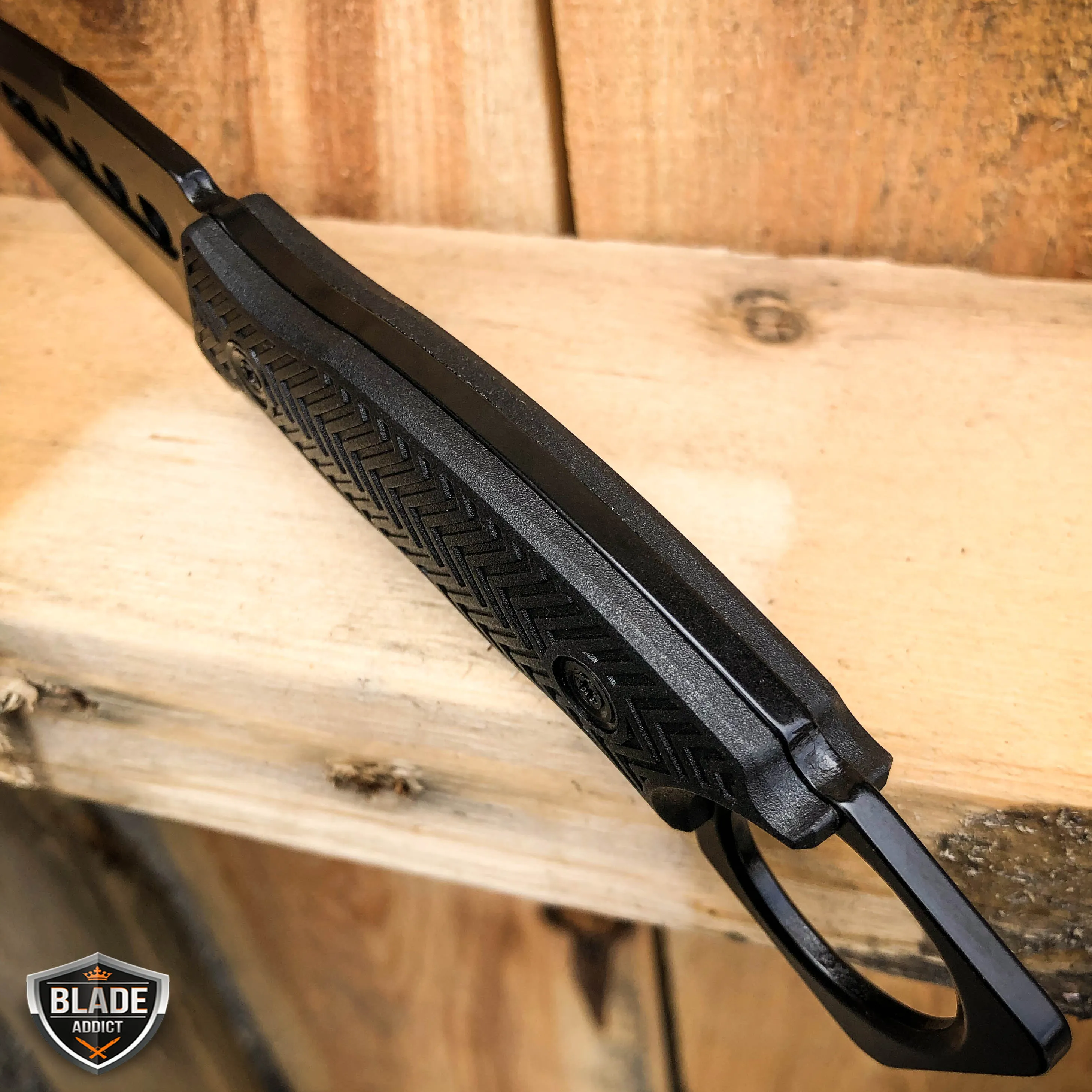 8.5" FIXED BLADE Tactical Hunting Knife with Paddle ABS Belt Loop Holster Sheath