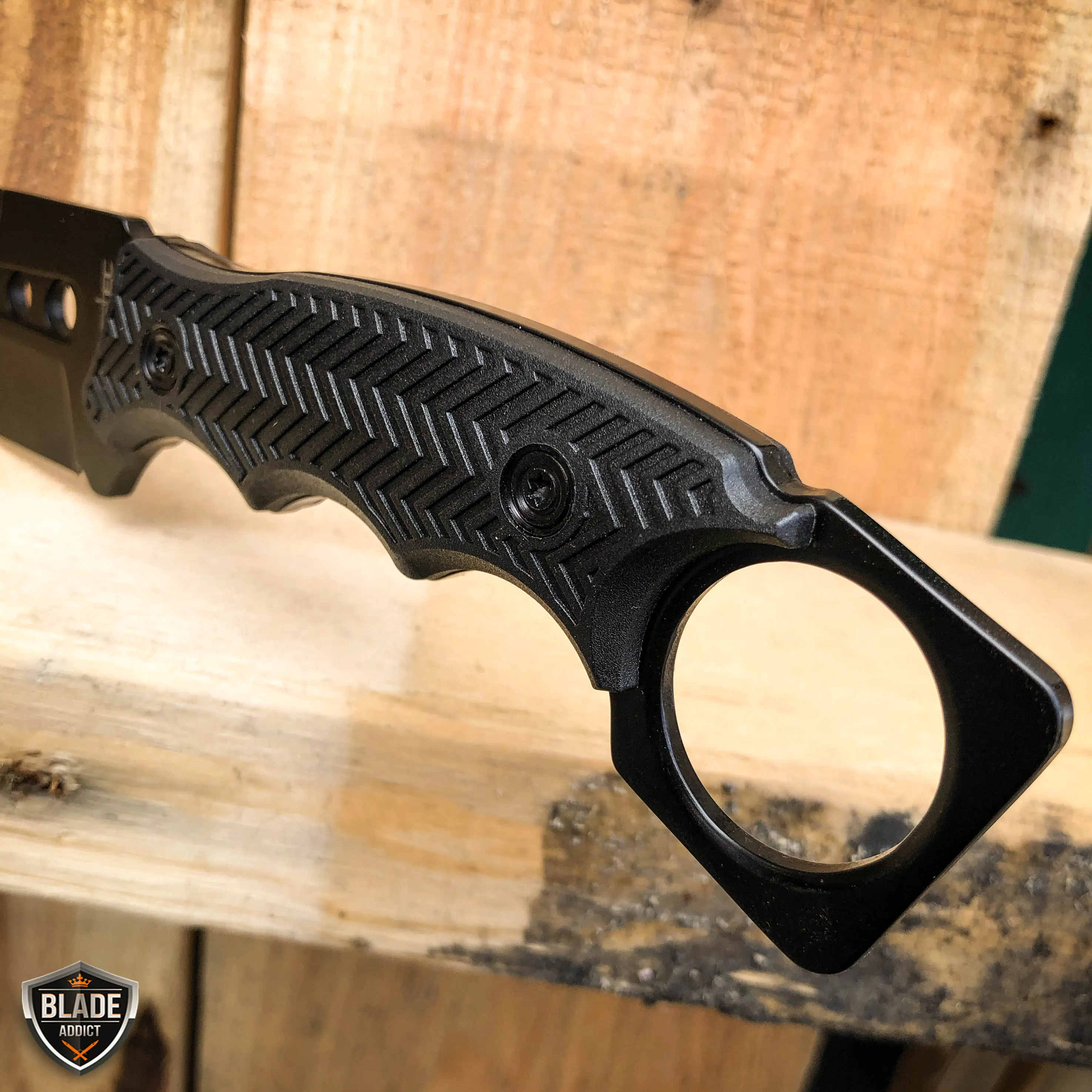 8.5" FIXED BLADE Tactical Hunting Knife with Paddle ABS Belt Loop Holster Sheath