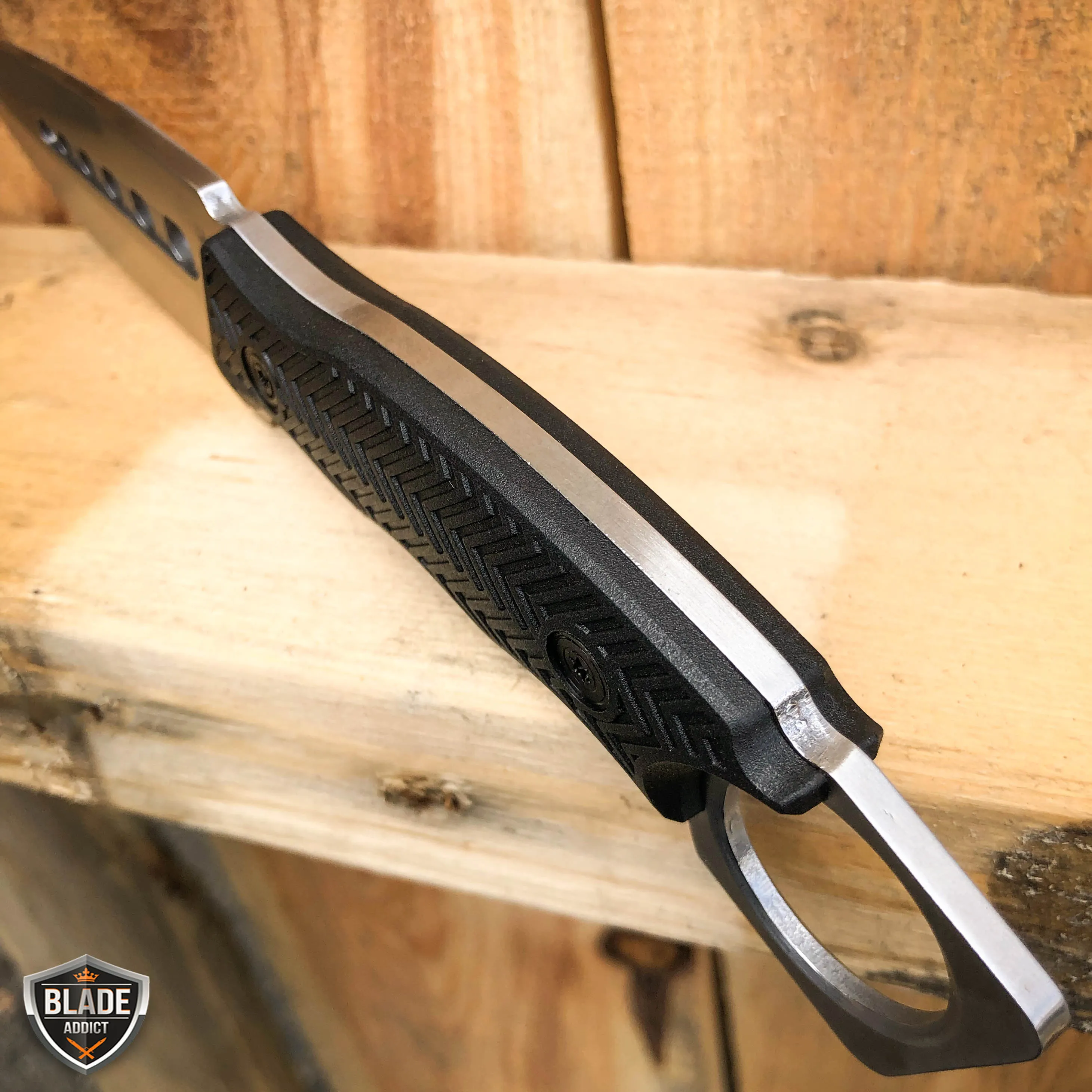 8.5" FIXED BLADE Tactical Hunting Knife with Paddle ABS Belt Loop Holster Sheath