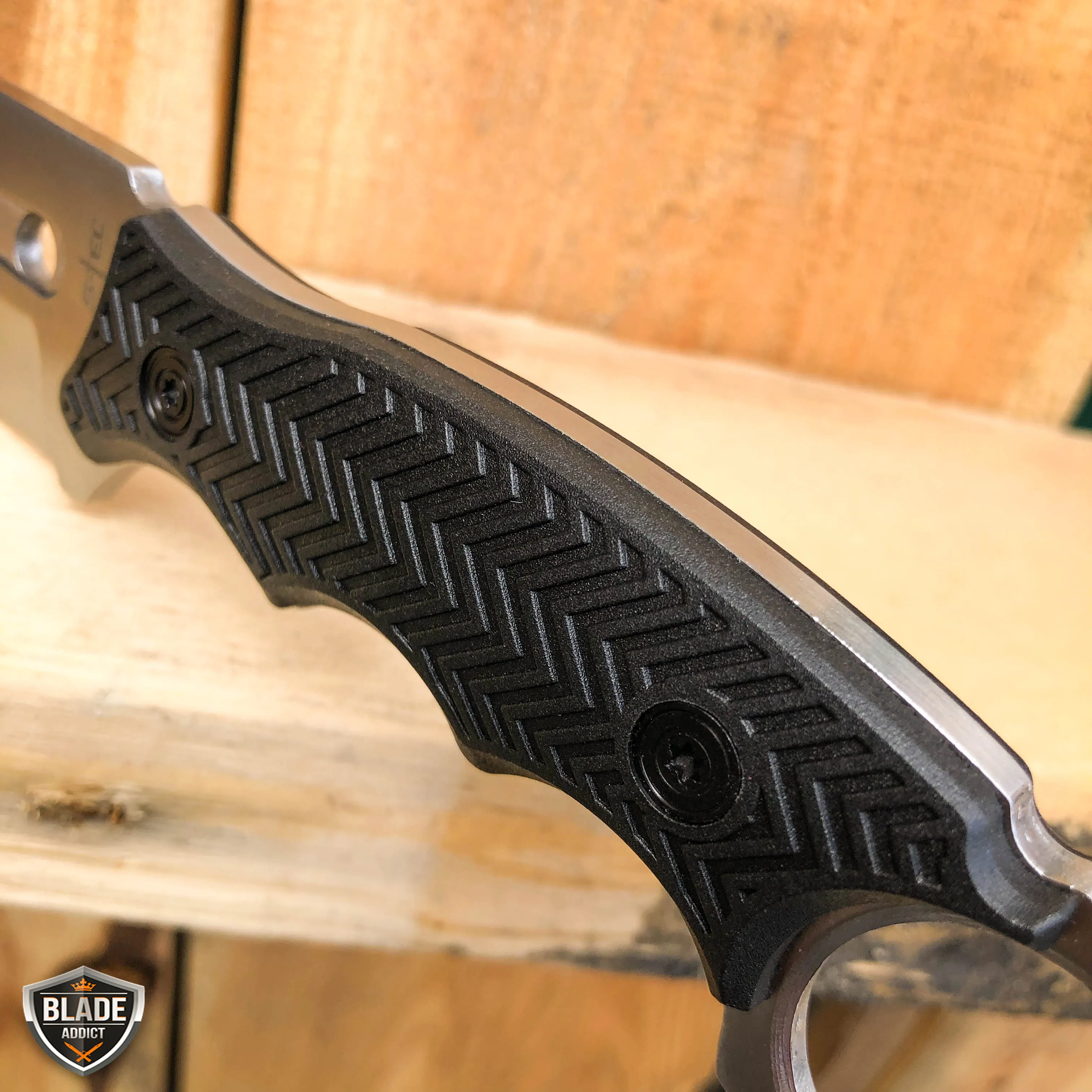8.5" FIXED BLADE Tactical Hunting Knife with Paddle ABS Belt Loop Holster Sheath