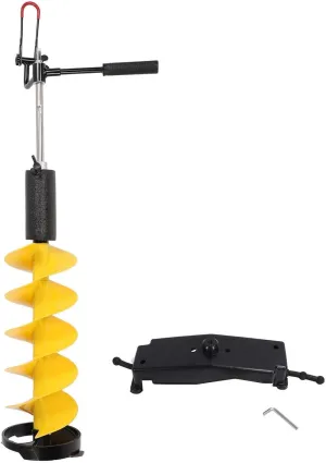 8in Diameter 28in Nylon Ice Drill Auger, with 70cm Extension Rod, Steel Blade, Universal Adapter, for Ice Fishing, Lightweight Rustproof