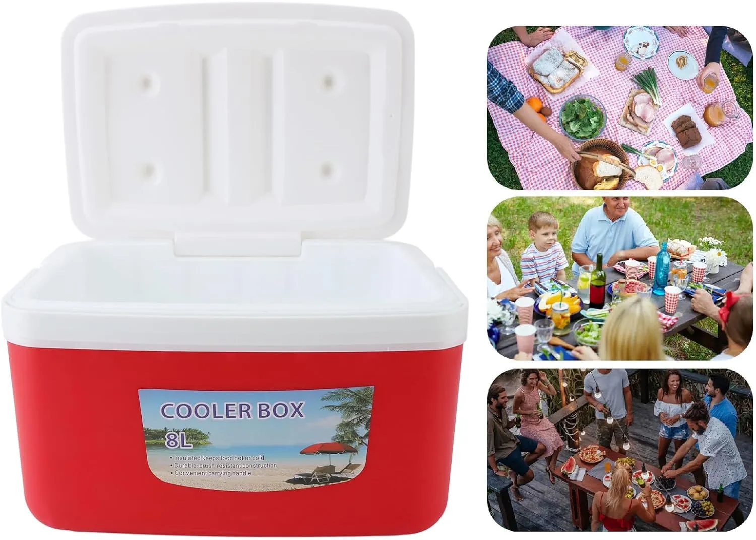 8L Insulated Portable Cooler – Lightweight Hard Shell Ice Box for Camping Picnic Beach Fishing Beverage Storage