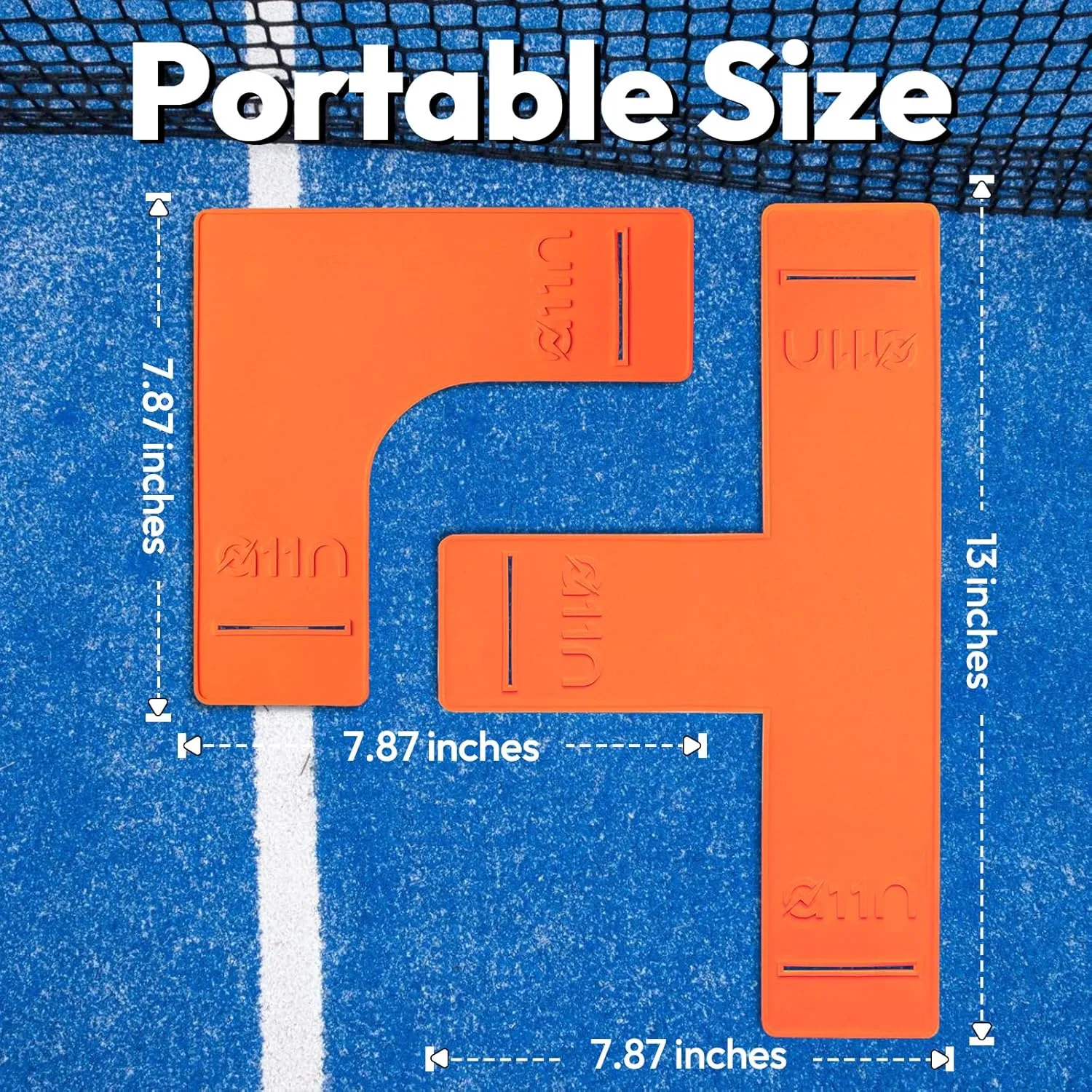 A11N SPORTS Pickleball Court Marking Kit - Throw Down Markers with 33ft Long Tape Measure, Chalk and Carrying Bag, Yellow/Neon Orange