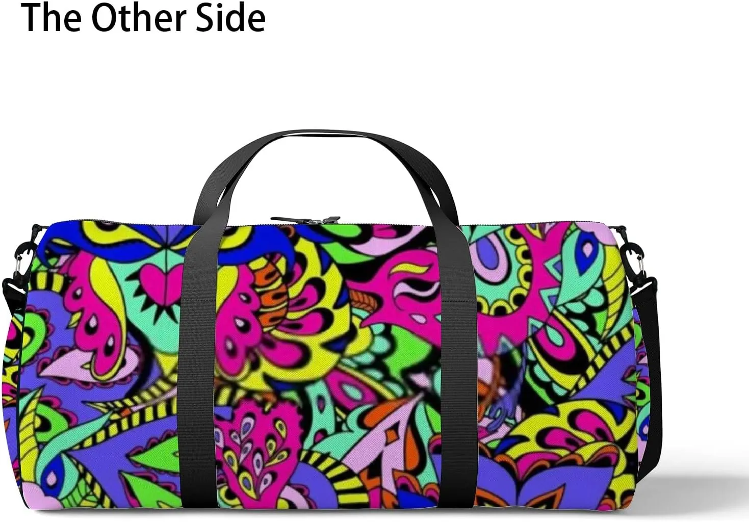 Abstract Colorful Seamless Psychedelic Pattern Sports Bag Tote Bag Waterproof Gym Bag with Shoulder Strap Zipper 2 Side Pockets for Men and Women, Travel and Storage Shoulder Bag.
