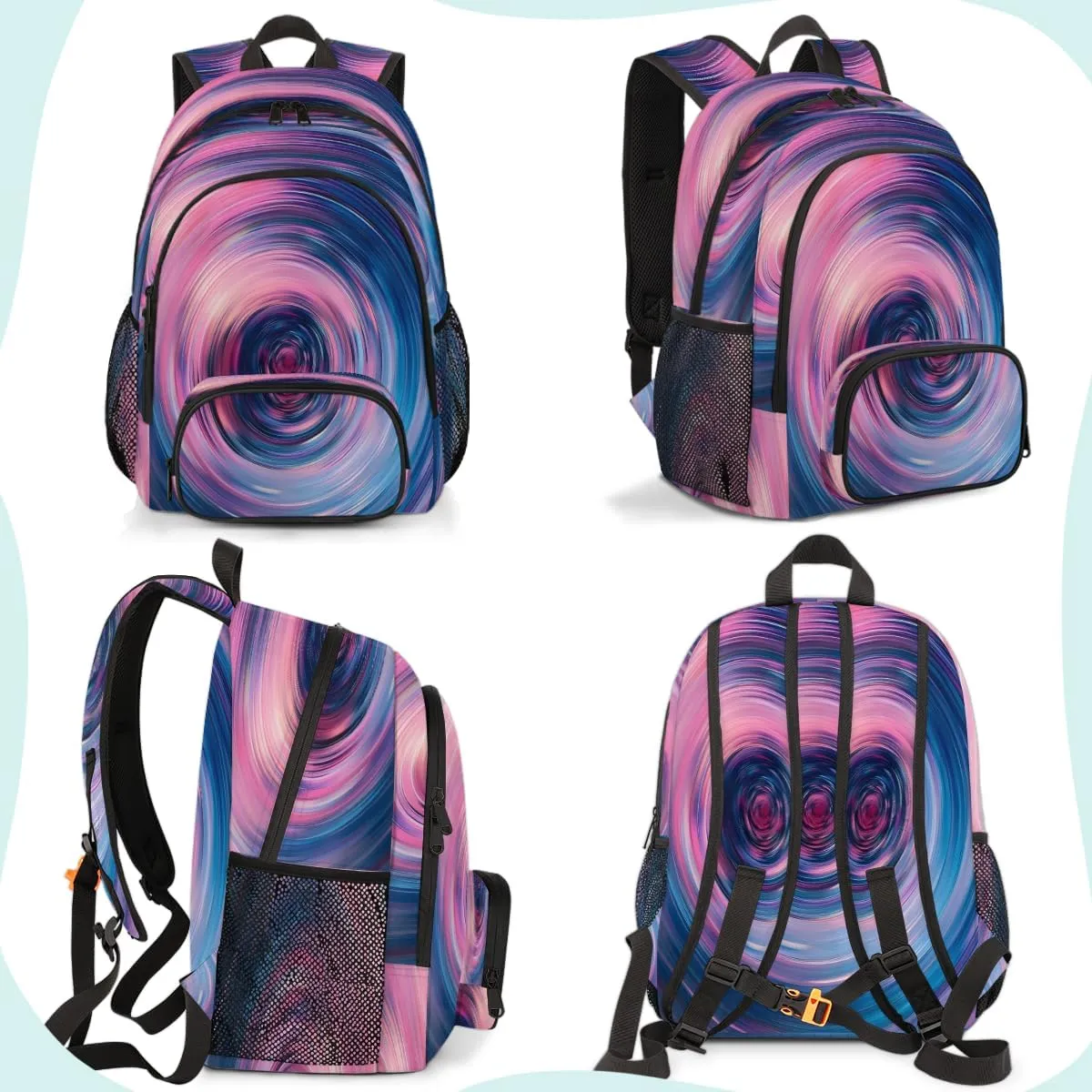 Abstract Wavy Swirl Laptop Backpack for Women Men, 18.3 Inch Travel Work Backpacks, Spiral Circular Waterproof Computer Casual Daypack Nurse Teacher Bags