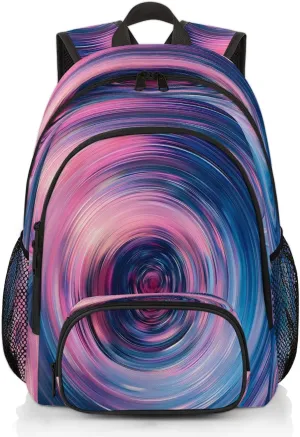 Abstract Wavy Swirl Laptop Backpack for Women Men, 18.3 Inch Travel Work Backpacks, Spiral Circular Waterproof Computer Casual Daypack Nurse Teacher Bags