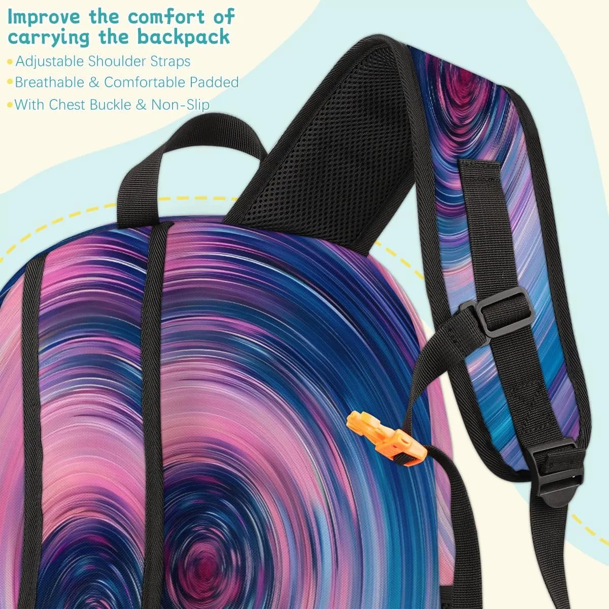 Abstract Wavy Swirl Laptop Backpack for Women Men, 18.3 Inch Travel Work Backpacks, Spiral Circular Waterproof Computer Casual Daypack Nurse Teacher Bags