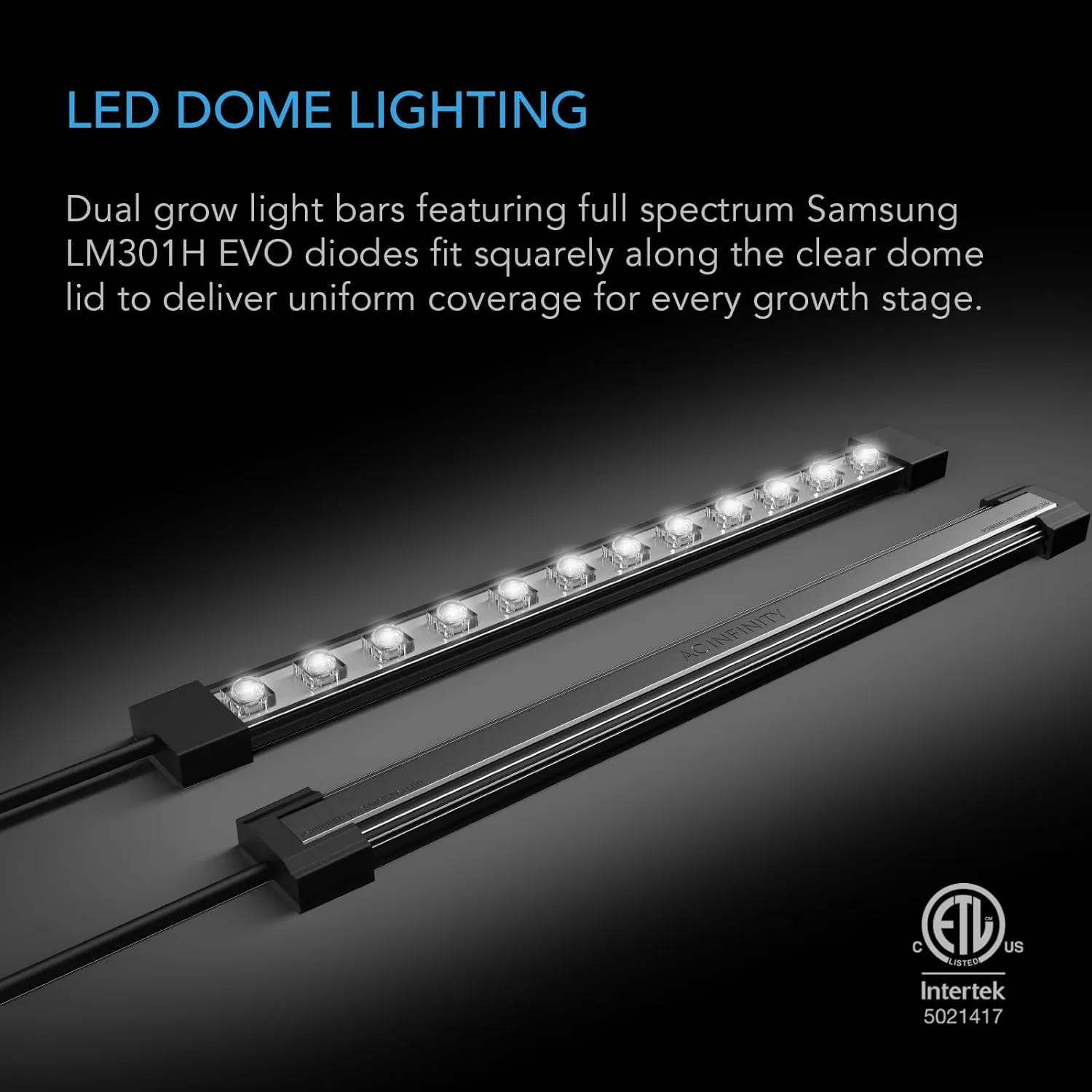 AC Infinity Heavy-Duty Large Humidity Dome 6x12 Germination Kit with Waterproof Seedling Mat, Full Spectrum LED Grow Light Bars, Samsung LM301H EVO Diodes, Vented Extension Panels, for Seed Starting