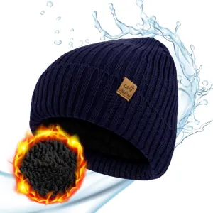 ACUSHLA Waterproof Windproof Cuff Beanie - Thick Fleece Lined Knit Winter Hat for Men & Women Warm Watch Cap for Cold Weather