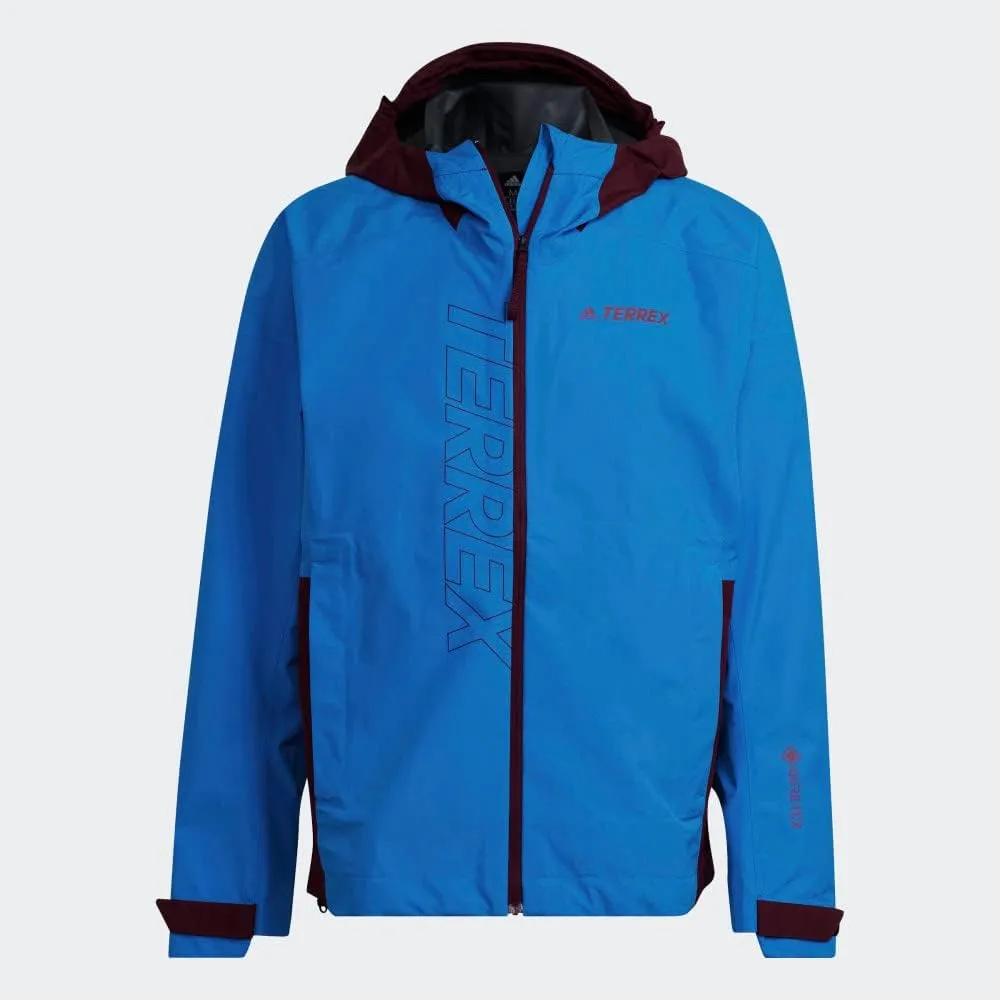 adidas Men's Goretex Paclite Outdoor Technical Rain Jacket, Shock Blue/Shadow Red
