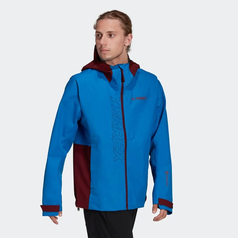 adidas Men's Goretex Paclite Outdoor Technical Rain Jacket, Shock Blue/Shadow Red