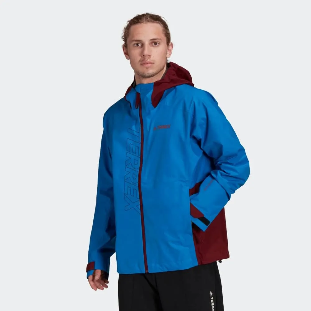 adidas Men's Goretex Paclite Outdoor Technical Rain Jacket, Shock Blue/Shadow Red