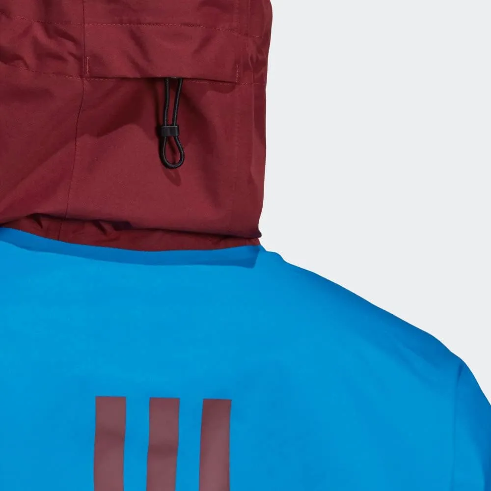 adidas Men's Goretex Paclite Outdoor Technical Rain Jacket, Shock Blue/Shadow Red