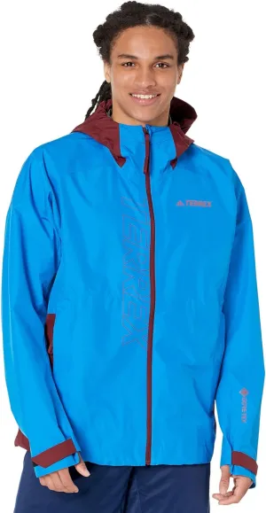 adidas Men's Goretex Paclite Outdoor Technical Rain Jacket, Shock Blue/Shadow Red