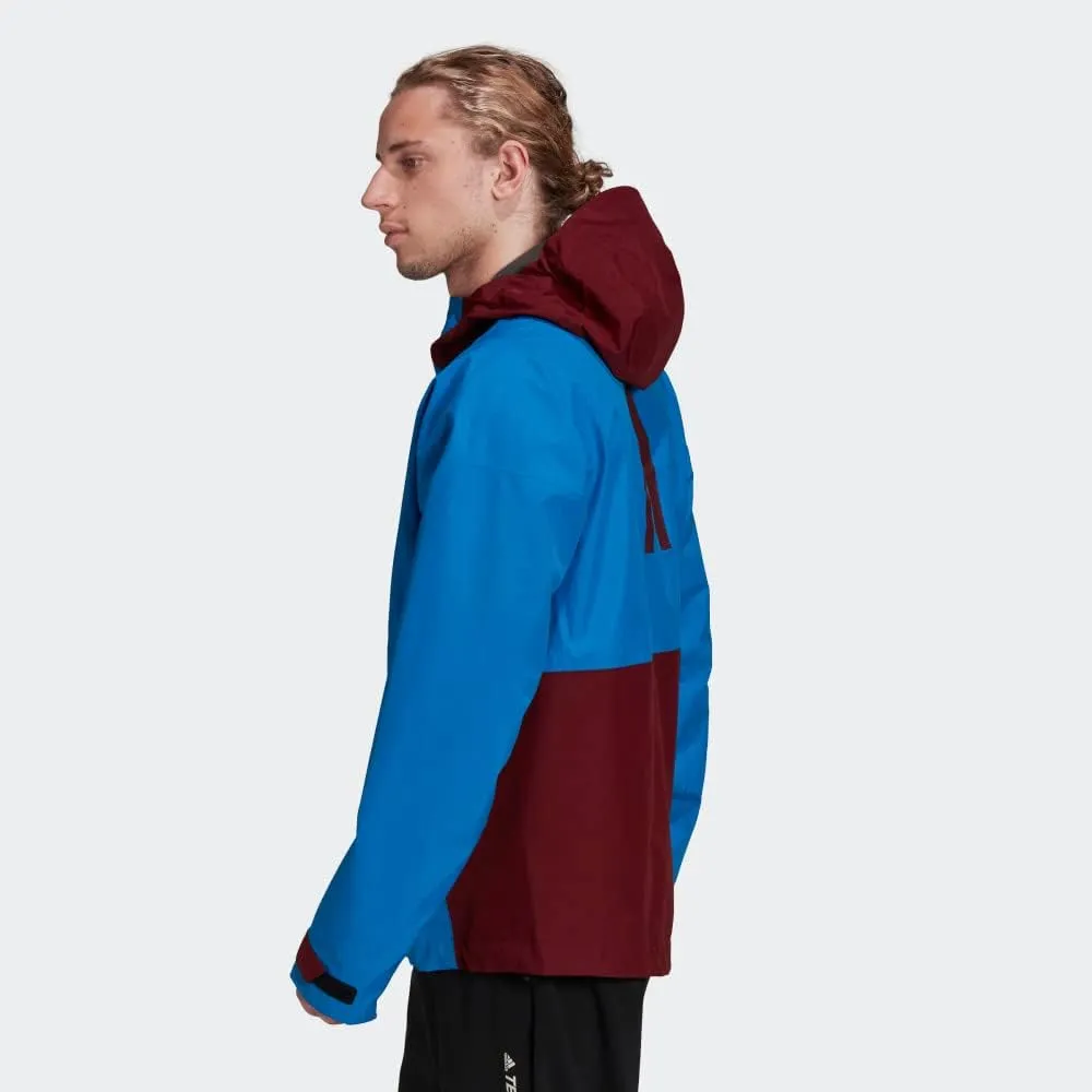 adidas Men's Goretex Paclite Outdoor Technical Rain Jacket, Shock Blue/Shadow Red