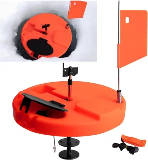 Adnee Ice Fishing Tip-Up - 10.5" Thermal Tip-Up with Orange Pole Flags - Freeze-Proof Ice Fishing Accessories Covers 10" Hole