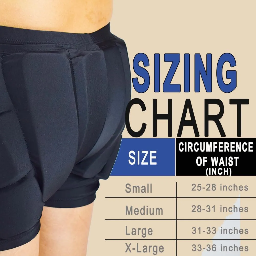 Adult Protective Padded Shorts 3D Hip Butt Pads Shorts for Skating, Snowboard and Ski