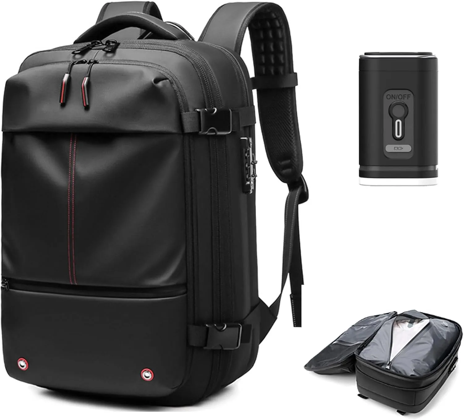 Aeropack Backpack, Aeropack Backpack Travel with Pump, 2025 New Premium 60l Expandable Waterproof Vacuum Travel Backack (Black)