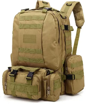 aiGear Tactical Backpack for Men, 55L Military Backpack, 3-Day Bug Out Bag for Camping Hiking Hunting with Molle System Army Daypack (55L Khaki)