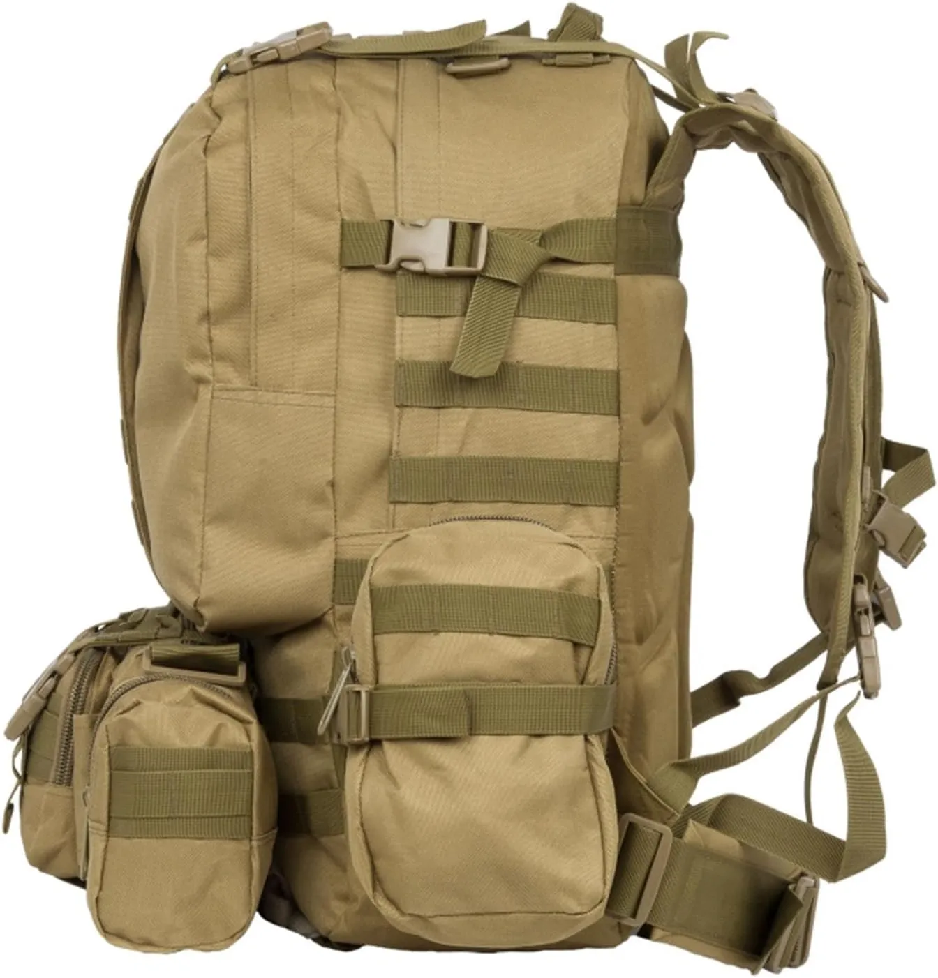 aiGear Tactical Backpack for Men, 55L Military Backpack, 3-Day Bug Out Bag for Camping Hiking Hunting with Molle System Army Daypack (55L Khaki)