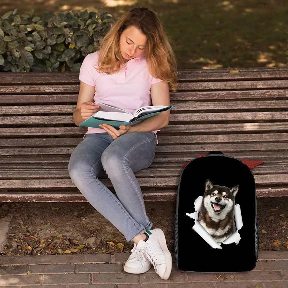 Airedale Terrier Backpack Daypack Lovely Dog Print Bookbag Laptop Bag For Work Travel Hiking 17 Inch Black Lightweight