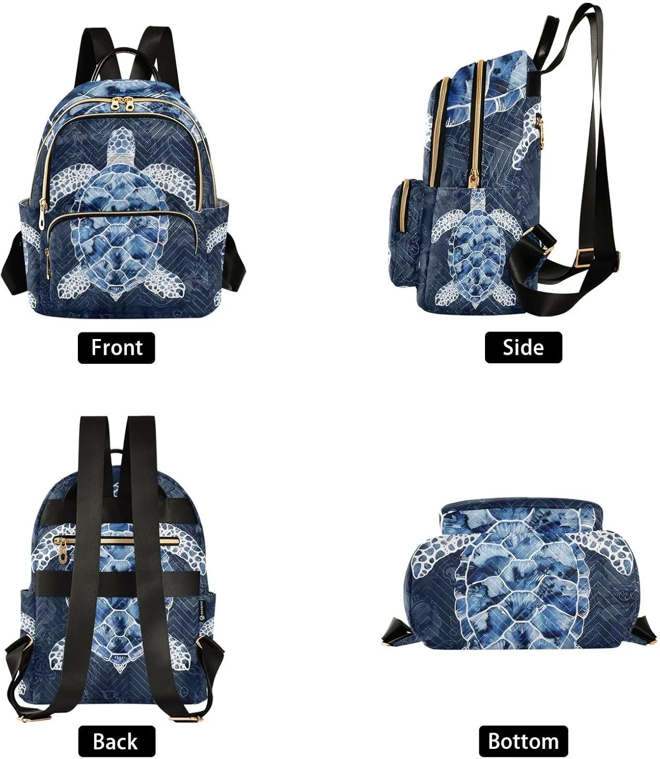 ALAZA Blue White Sea Turtle Small Backpack Purse for Women Travel Bag Lightweight Shoulder Bag Fashion Daypack