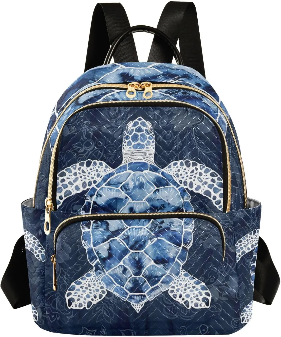 ALAZA Blue White Sea Turtle Small Backpack Purse for Women Travel Bag Lightweight Shoulder Bag Fashion Daypack