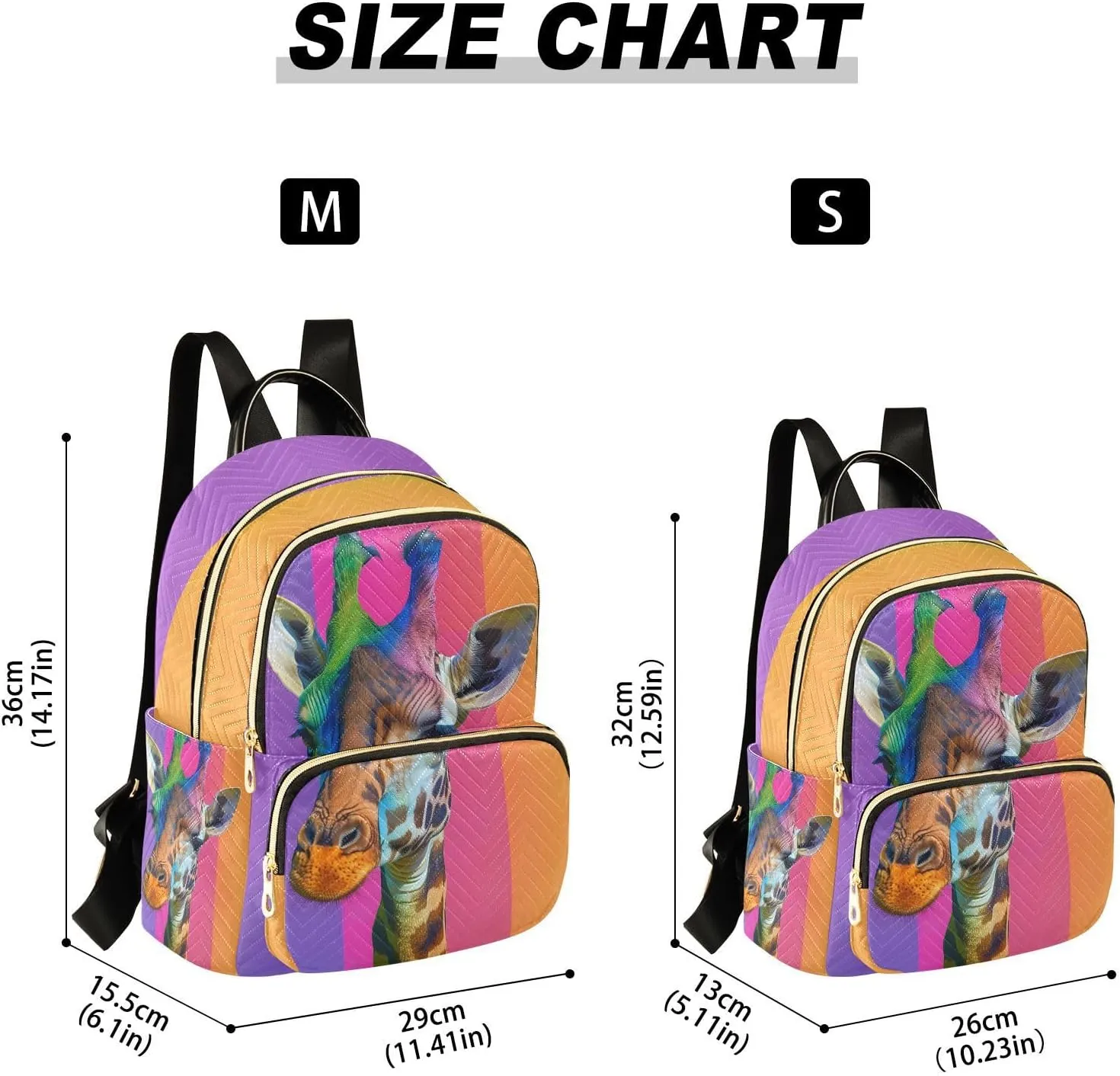 ALAZA Colorful Giraffe Small Backpack Purse for Women Travel Bag Lightweight Shoulder Bag Fashion Daypack
