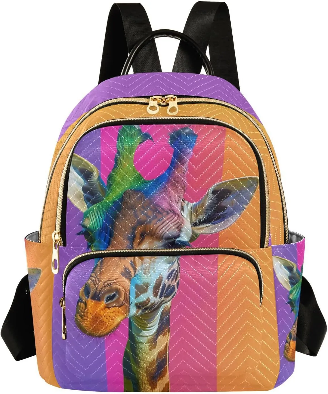 ALAZA Colorful Giraffe Small Backpack Purse for Women Travel Bag Lightweight Shoulder Bag Fashion Daypack