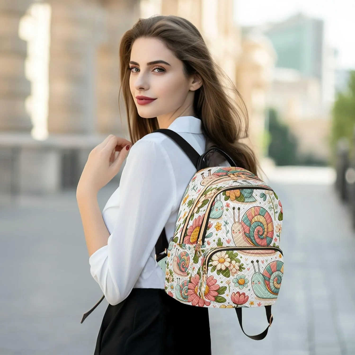 ALAZA Cute Snail Mini Backpack Purse for Women Travel Bag Lightweight Shoulder Bag Fashion Daypack