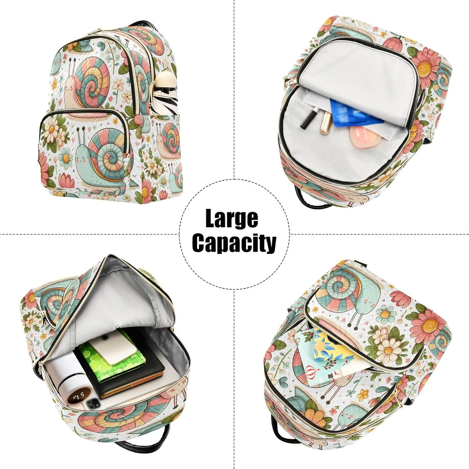 ALAZA Cute Snail Mini Backpack Purse for Women Travel Bag Lightweight Shoulder Bag Fashion Daypack