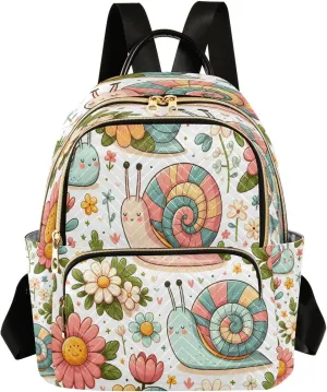 ALAZA Cute Snail Mini Backpack Purse for Women Travel Bag Lightweight Shoulder Bag Fashion Daypack