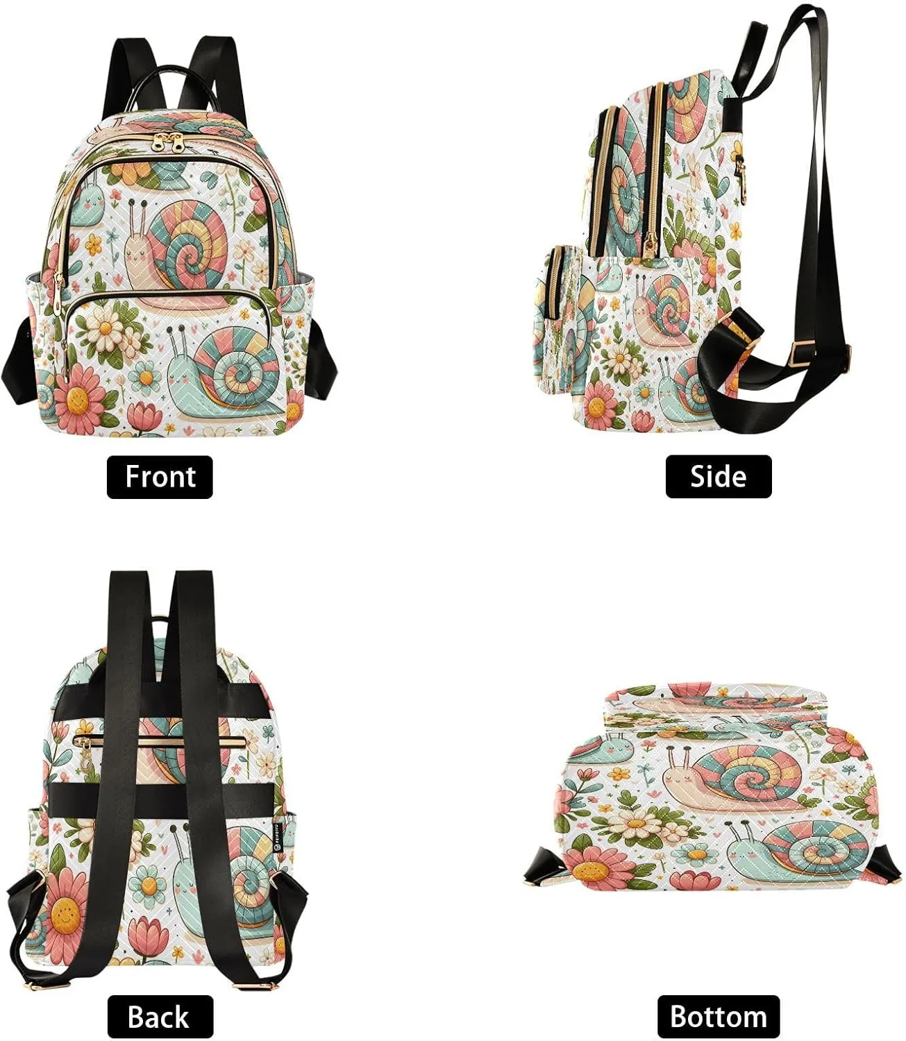 ALAZA Cute Snail Mini Backpack Purse for Women Travel Bag Lightweight Shoulder Bag Fashion Daypack