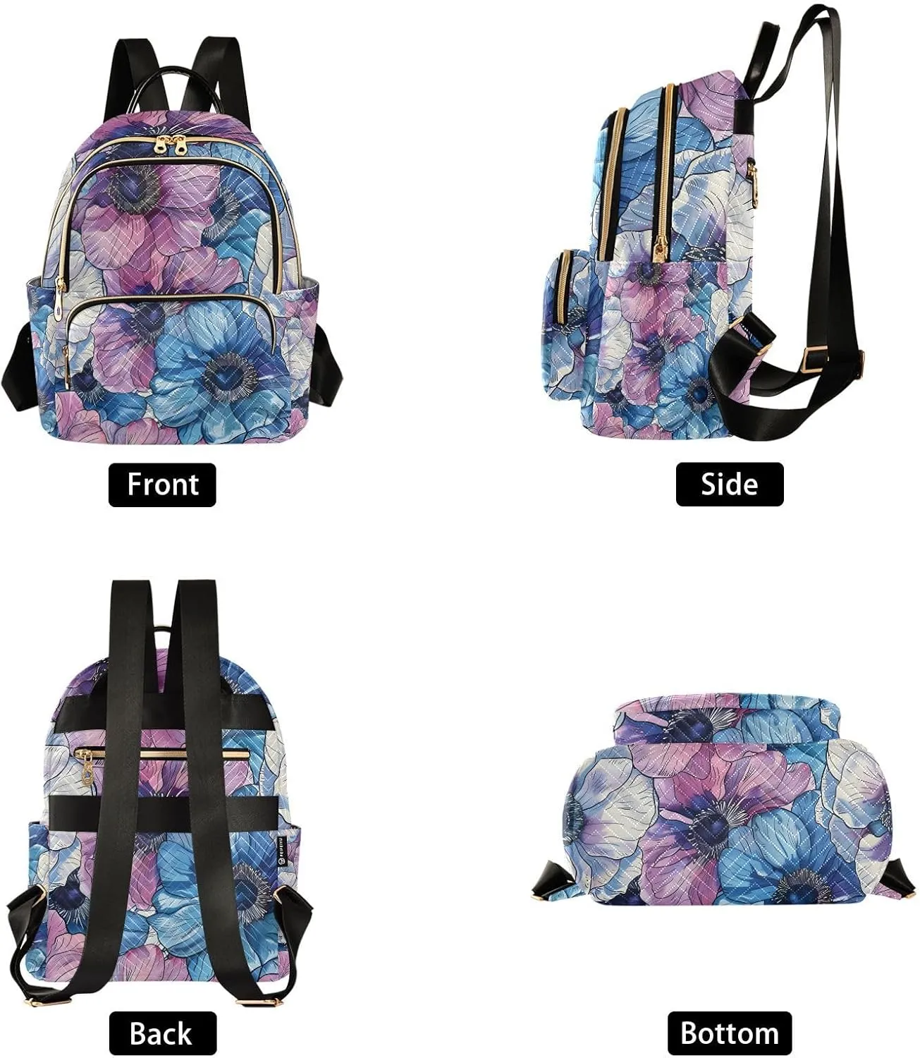 ALAZA Exotic Anemone Flower Periodic Sample Mini Backpack Purse for Women Travel Bag Lightweight Shoulder Bag Fashion Daypack