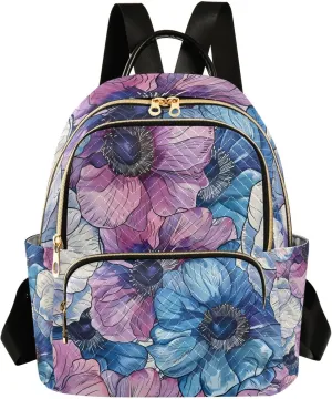 ALAZA Exotic Anemone Flower Periodic Sample Mini Backpack Purse for Women Travel Bag Lightweight Shoulder Bag Fashion Daypack