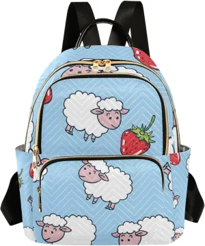 ALAZA Sheep Eating Strawberries Mini Backpack Purse for Women Travel Bag Lightweight Shoulder Bag Fashion Daypack348