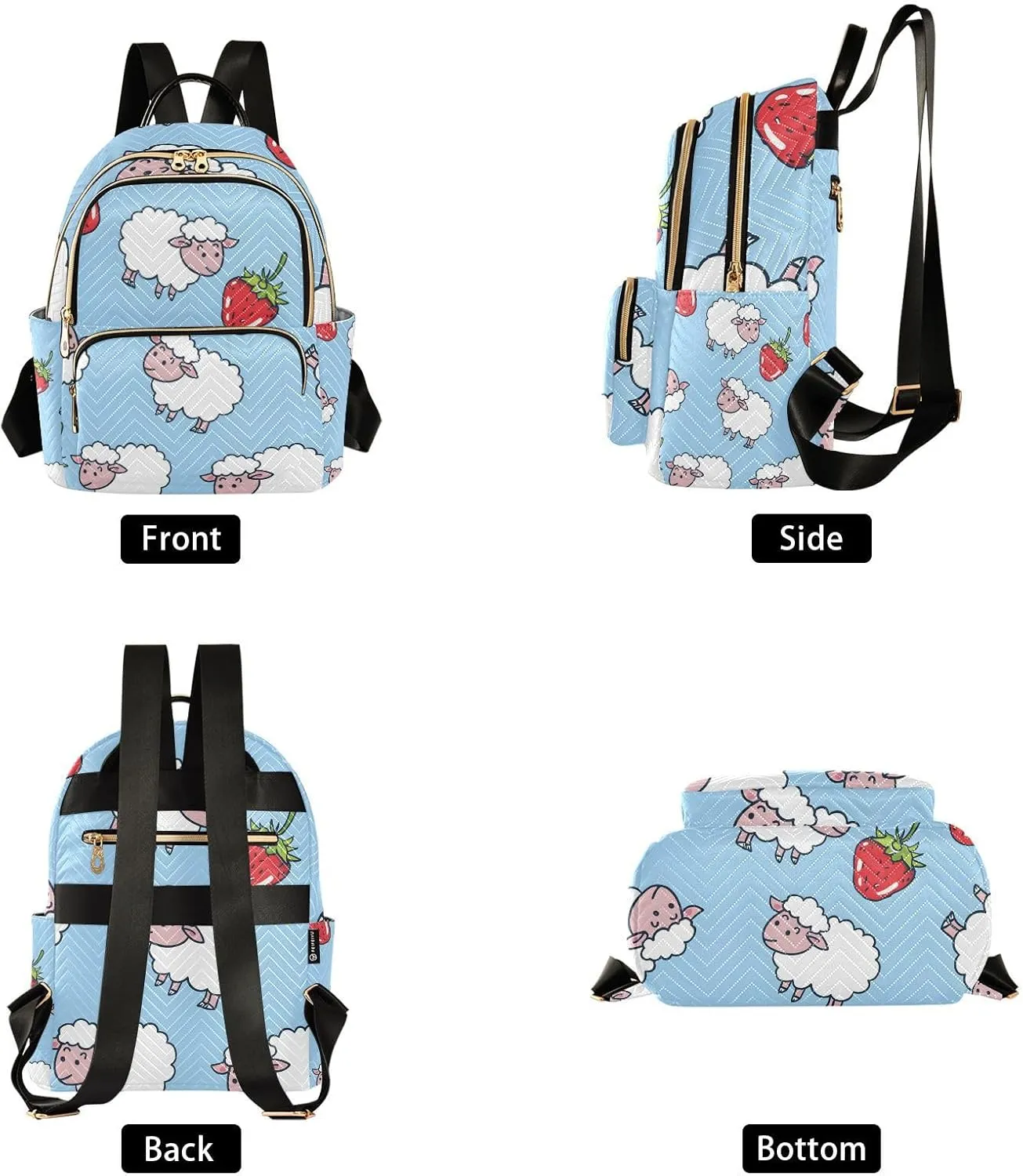 ALAZA Sheep Eating Strawberries Mini Backpack Purse for Women Travel Bag Lightweight Shoulder Bag Fashion Daypack348