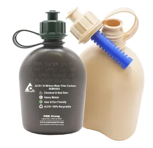 ALFA1 GI Military Water Filter Canteen   3 ALFA1 M01 Life Saver Nano Water Filter Cartridge (Color: OD Green)