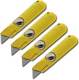 All-Metal Fixed-Blade Utility Drywall Knife - Easy Change Blade, Non-Retractable (4-Pack)