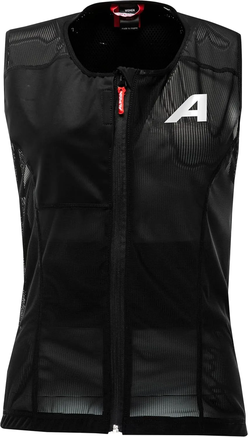 ALPINA Proshield Back Protector Vest Women, Lightweight Flexible Spine Protection for Skiing Snowboarding, Black