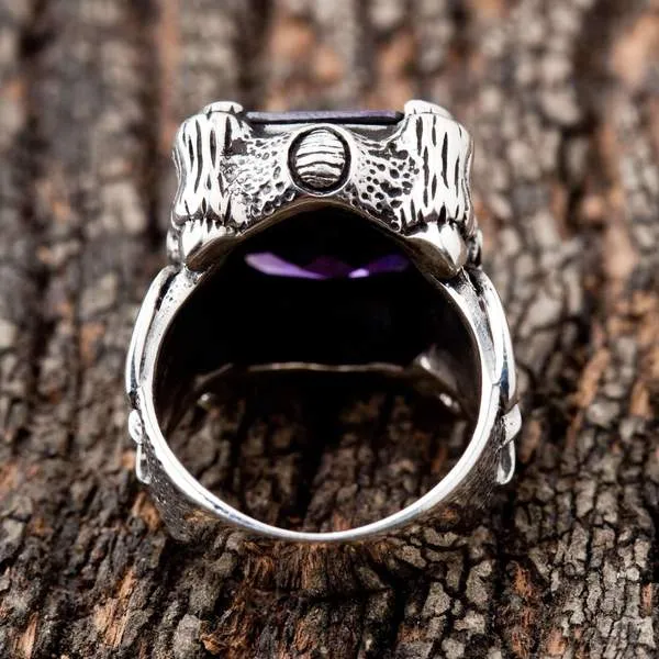 Amethyst Sterling Silver Claw Gothic Ring
