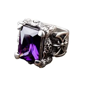 Amethyst Sterling Silver Claw Gothic Ring