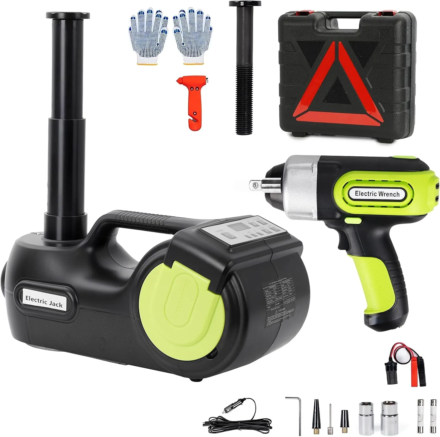 Anbull Electric Car Jack Kit 5 Ton,Hydraulic Car Jack Lift DC12V with Electric Impact Wrench & Inflator for SUV MPV Sedan Truck Tire Change & Garage Repair（Lifting Range 6.1-21.7 inch）
