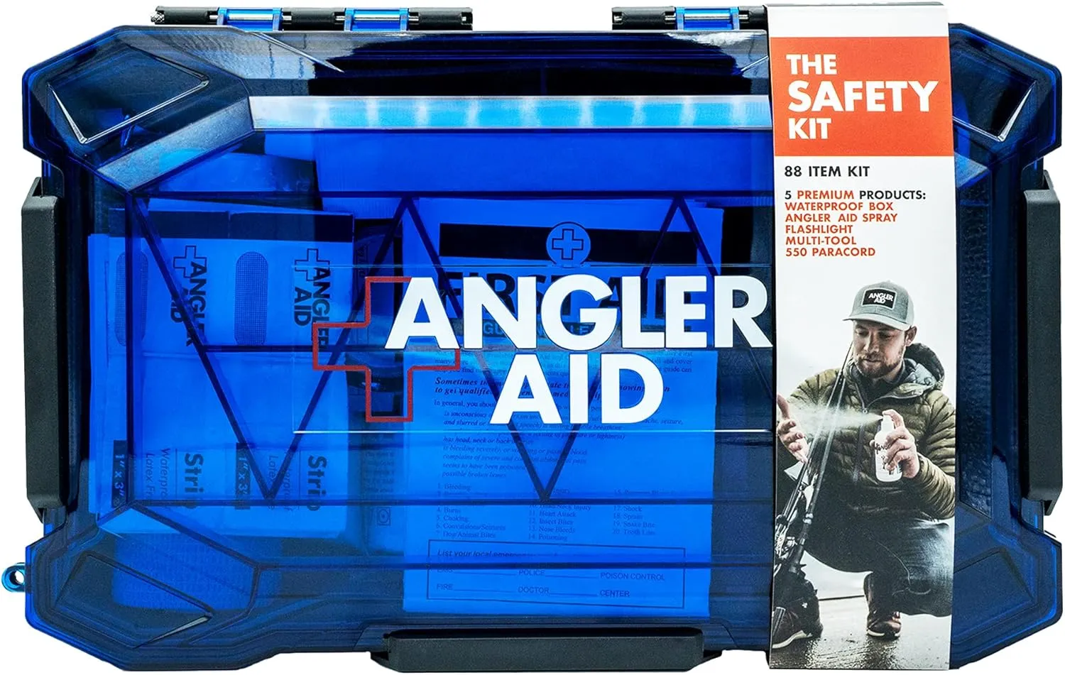 Angler Aid Safety Kit for Offshore Anglers, 88 PCS Tools, Fishing First Aid and Safety Products, Essential Boating Tools and Accessories