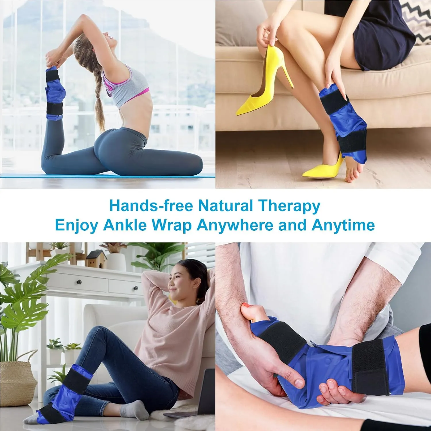 Ankle Foot Ice Pack Wrap for Swelling and Pain, Reusable Hot and Cold Ice Gel Packs for Plantar Fasciitis Relief, Muscle Pain, Foot Injuries, Ankle and Heel Sprains, Foot Surgery Recovery