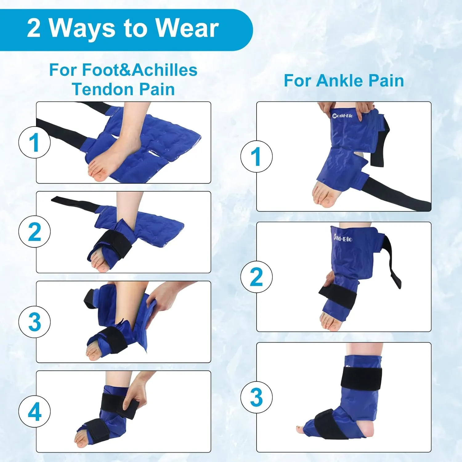 Ankle Foot Ice Pack Wrap for Swelling and Pain, Reusable Hot and Cold Ice Gel Packs for Plantar Fasciitis Relief, Muscle Pain, Foot Injuries, Ankle and Heel Sprains, Foot Surgery Recovery