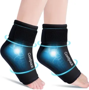 Ankle Ice Pack for Injuries Resuable, 2PCS Gel Ankle Foot Heel Ice Pack Wrap with Hot Cold Compression Pain Relief for Plantar Fasciitis, Swelling, Sprained, Achilles Tendonitis, Heel Spur