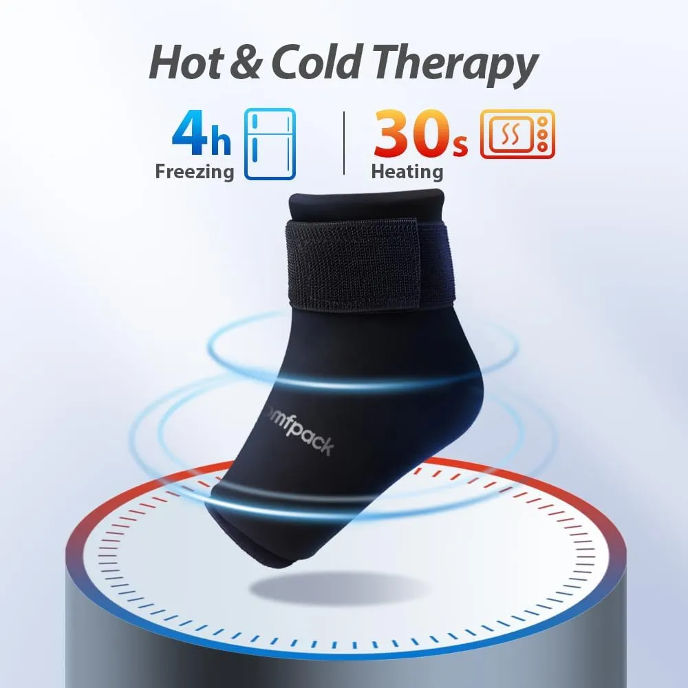 Ankle Ice Pack for Injuries Resuable, 2PCS Gel Ankle Foot Heel Ice Pack Wrap with Hot Cold Compression Pain Relief for Plantar Fasciitis, Swelling, Sprained, Achilles Tendonitis, Heel Spur