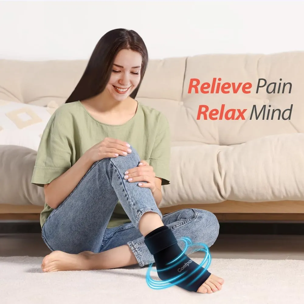 Ankle Ice Pack for Injuries Resuable, 2PCS Gel Ankle Foot Heel Ice Pack Wrap with Hot Cold Compression Pain Relief for Plantar Fasciitis, Swelling, Sprained, Achilles Tendonitis, Heel Spur